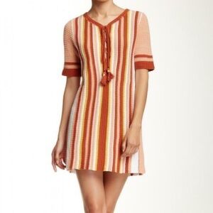 Free People Sunset Lollipop Shift Mini Dress Extra Small Crochet Boho Multicolor